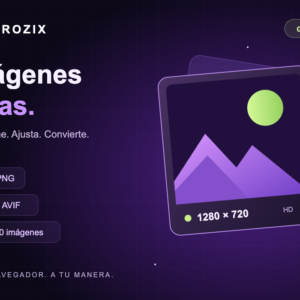 Mejorador de imágenes gratis con diseño galáctico morado de Atrozix